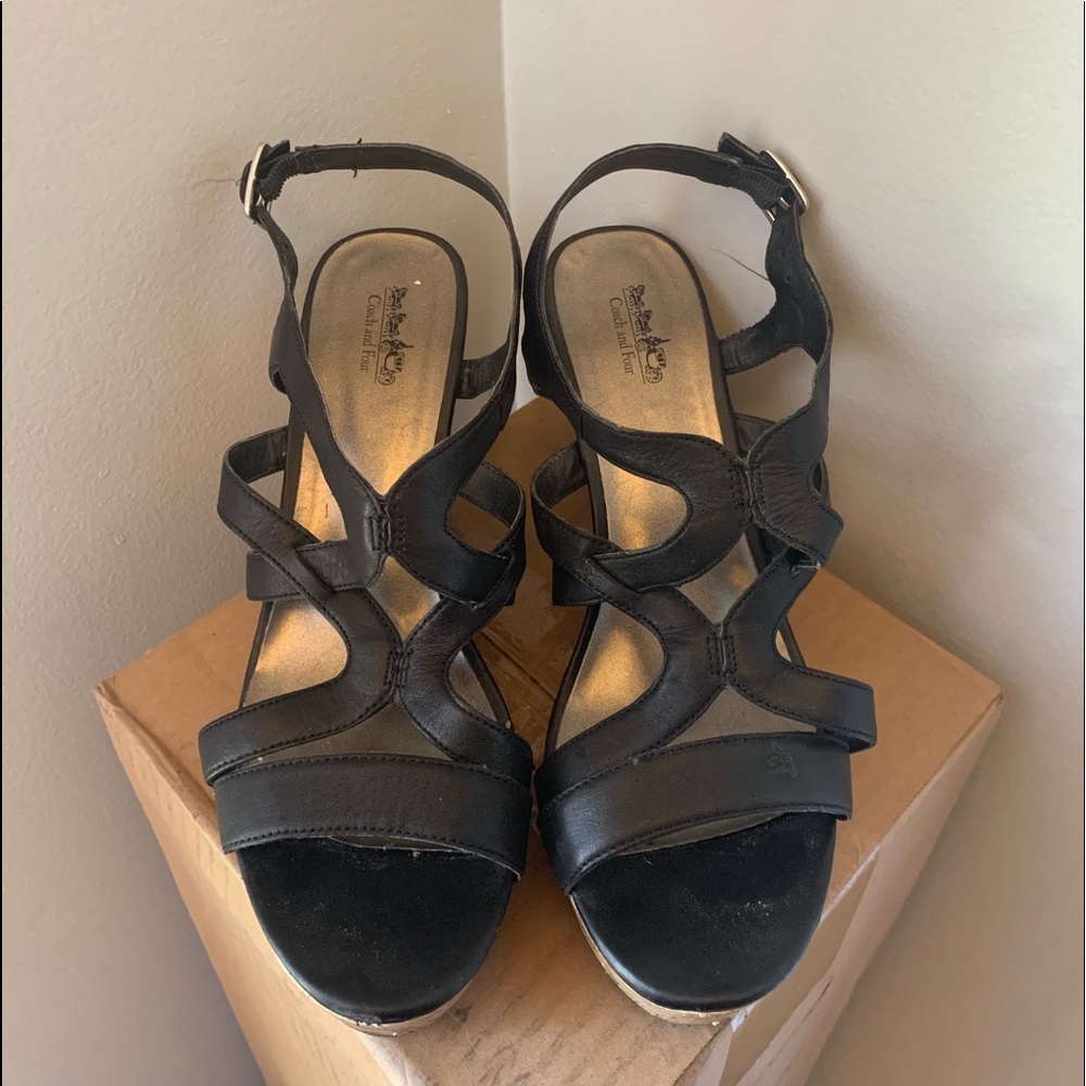 Black Coach & Factory wedge sandals